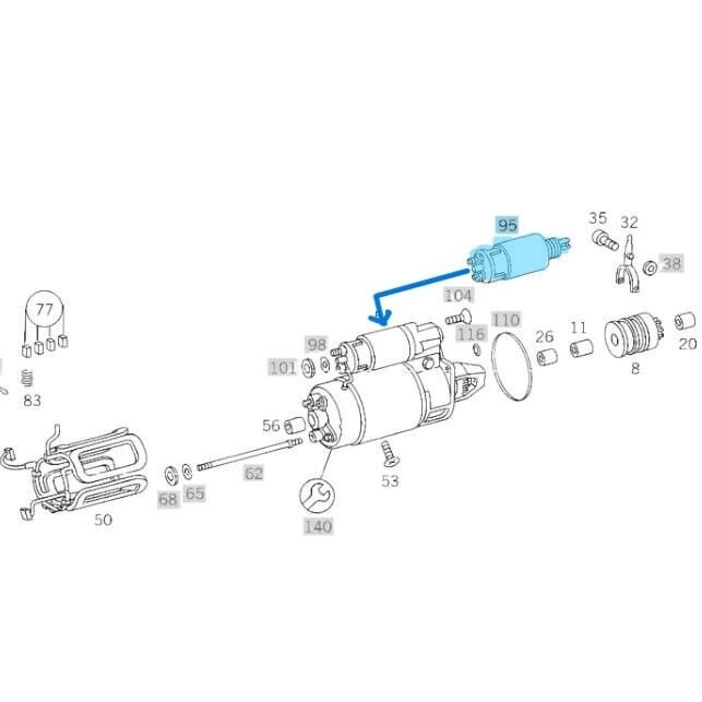 Marş Otomatiği W115, W123, Minibüs 207, 208 Seri W601 Motor: OM615, OM616, OM617 OEM A0001523010 Bosch No: 0331402003