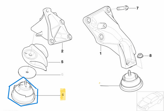 Motor Kulağı (Takozu) Sağ  BMW 3 Seri E39 M47, N40, N42, N45, N46 OEM 22116779972, 22116771360, 22111094814