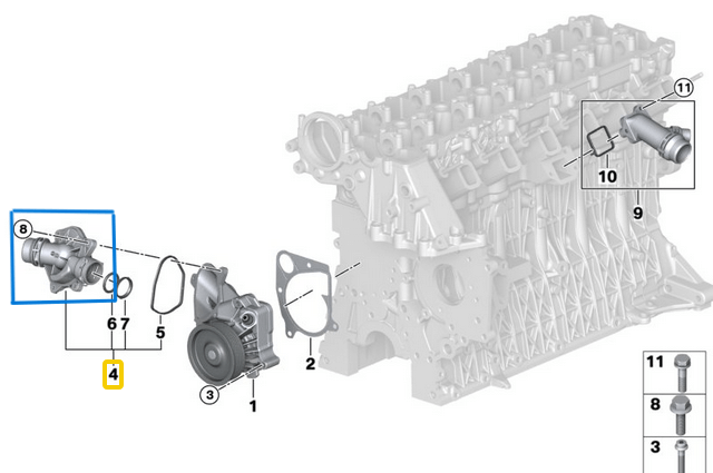 Termostat 88'C BMW 1 Seri E87, 3 Seri E46, E90, E91, E92, E93, 5 Seri E60, E61, 7 Seri E65, X3 Seri E83, X5 Seri E53, E70  M47, M47N, M57, M57N OEM 11517805811