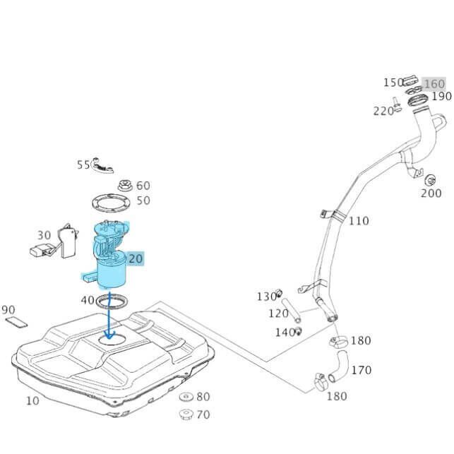 Benzin Pompası / Yakıt Pompası Komple A Seri W168 Motor: M166 OEM A1684704694, A1684704094