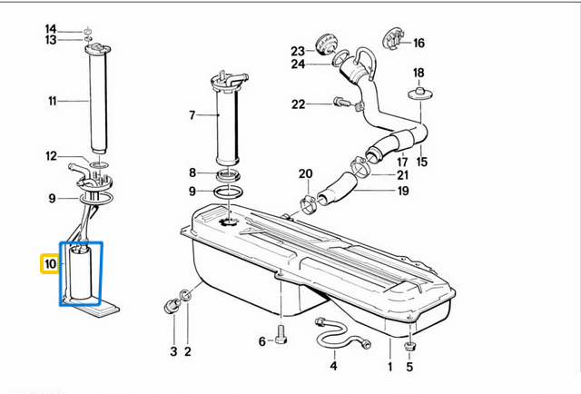 Depo Yakıt Pompası BMW 3 Seri E30 Motor: M40 OEM 16141180233, 16141181075