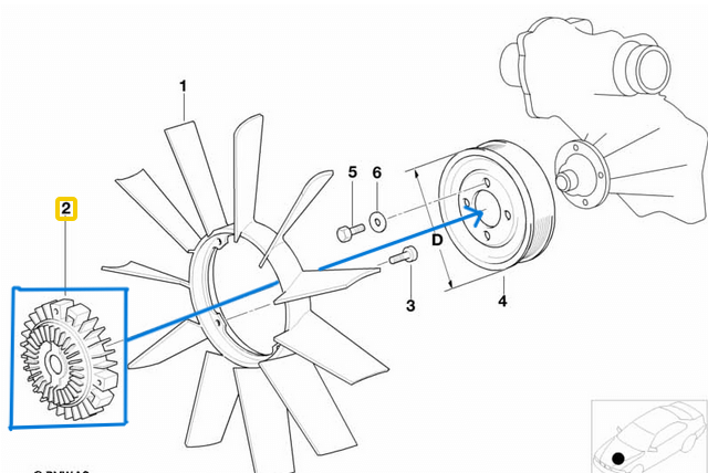 Fan Termiği BMW 5 Seri E34, E39, 7 Seri E32, E38  M60, M62  OEM 11527502804