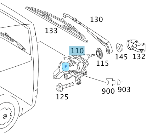 Arka Silecek Motor Dişlisi Vito W639, Viano W639, OEM A6398200408