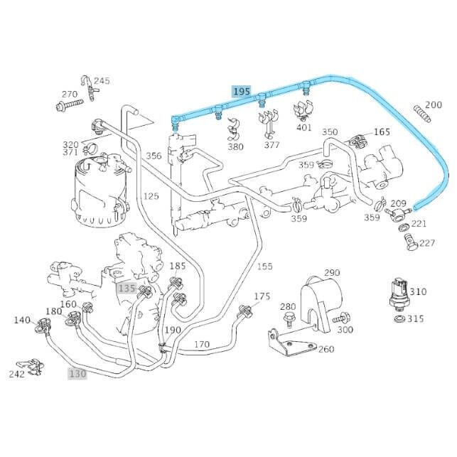 Mazot Geri Dönüş Hortumu Vito W638, Sprinter W901, W902, W903, W904, Motor: OM611, OM646 OEM A6110700032, A6110708432