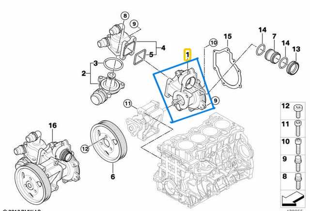 Devirdaim Su Pompası BMW 3 Seri E46,E90,E91,E92, X3 E83, E84, 1 Seri E87, 5 Seri E60 N40, N42, N45, N46 OEM  11517515778, 11517511221