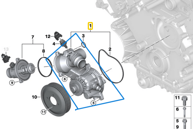 Devidaim Su Pompası BMW X5 E53, 5 Seri E60, E61, 7 Seri E65, E66 N62, N67, N73 OEM 11517524551, 11517586781