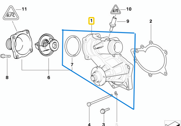 Devidaim Su Pompası BMW 5 Seri E39, X5 E53, 7 Seri E38, M62 OEM  11510393336, 11511713266