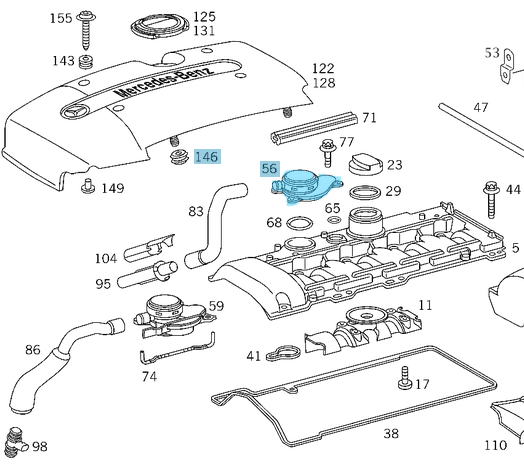 Yağ Seperatörü / Yağ Ayırıcı Ventili (Valfi) C Seri W202, W203, E Seri W210 Sprinter W901, W902, W903, W904,Chrysler, Motor: OM611, OM612, OM646, OEM A6110160134,  05103970AA, 05137030AA, 5103970AA, 5137030AA