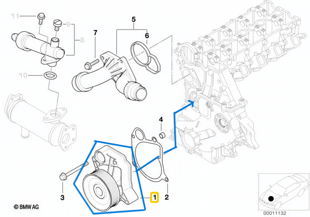 Devidaim Su Pompası BMW 3 Seri E46  Kasa, M47 OEM  11510393731, 11512247552, 11512246961