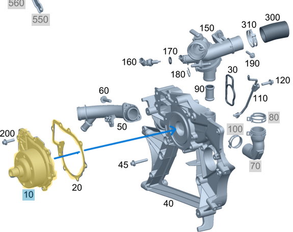 Devirdaim Su Pompası Düz Kasnak Vito W639 Motor OM651 OEM A6512003301, A6512003101, A6512001902, A6512000401