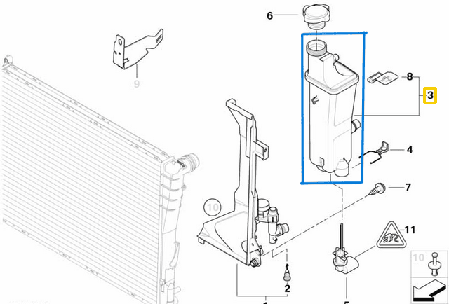 RADYATÖR YEDEK SU DEPOSU E46, X5 E53 M43, M47, M47N, M57, M57N OEM 17117573780, 17137787040