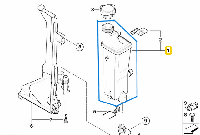 RADYATÖR YEDEK SU DEPOSU E46, X5 E53 M43, M47, M47N, M57, M57N OEM 17117573781 ,17137787039