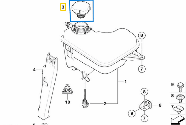 Radyatör Kapağı 1.4 Bar BMW M40, M41, M47, M51, M57, M57N OEM 17137639023, 17111742232