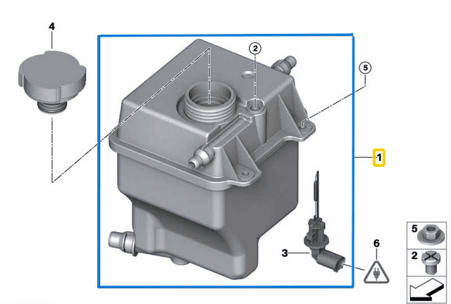 Radyatör Yedek Su Deposu X5 E53 N62 OEM 17137501959