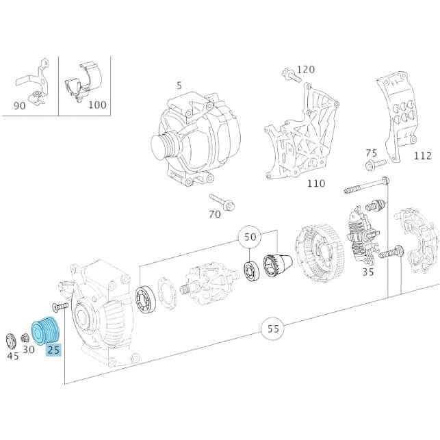 Şarj Dinamo Kasnağı / Alternatör Kasnağı C Seri W202, W203, E Seri W210, Vito W638, W639, Sprinter W901, W902, W903, W904, W906 Motor: OM611, OM646, OEM A6111550715, A6111550515, A6111550315, INA 535 0050 10