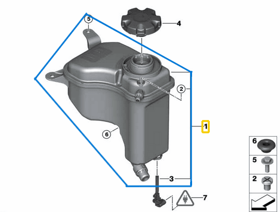 Radyatör Yedek Su Deposu X1 E84, 1 Seri E87, 3 Seri E90  N43, N45, N46, N52 OEM 17137640514, 17137607482, 17137567462