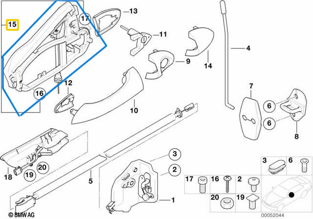 Kapı Kol Taşıyıcı Mekanizması Ön Sol X5 E53 OEM 51218243615