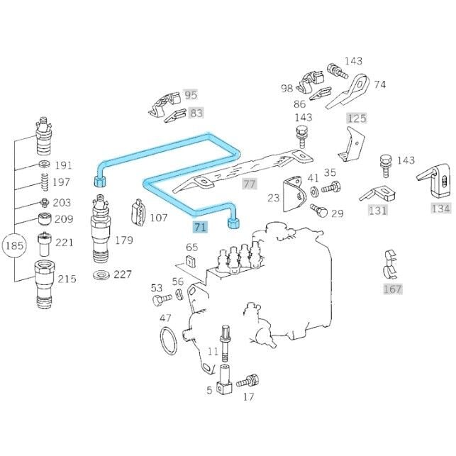 Enjektör Borusu / Mazot Borusu Sıra NO:2 Vito W638, Sprinter W901, W902, W903, W904, Motor: OM601, OM602, OM603 OEM A6010704633