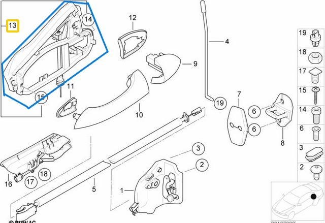 Kapı Kol Taşıyıcı Mekanizması Arka Sol X5 E53 OEM 51228243635