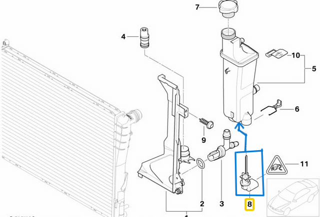 Radyatör Yedek Su Depo Şamandırası BMW 3 SERI, 5 SERI, 7 SERI, E38, E39, 46, E53, E90, F01, F10 OEM 17137553919, 17137524812