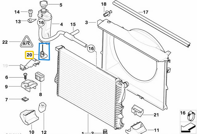 Radyatör Yedek Su Depo Şamandırası BMW 5 SERI E39, 7 SERI E38 OEM 61318360876