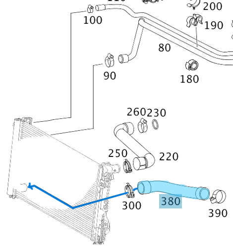 Radyatör Hortumu Alt Vito W639 Motor: OM651, OEM  A6395017482
