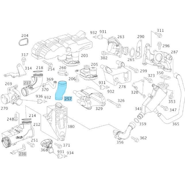 Turbo Ara Hortumu / Turbo Basınç Hortumu / Emme Manifold Ara Hortumu / Intercooler Hortumu Vito W639, Sprinter W906, Motor: OM646 OEM A6460980083