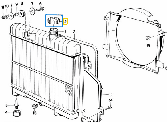 Radyatör / Radyatör Yedek Su Depo Kapağı BMW 3 Seri E30, 5 Seri E28, 7 Seri E23 M10, M20, M30