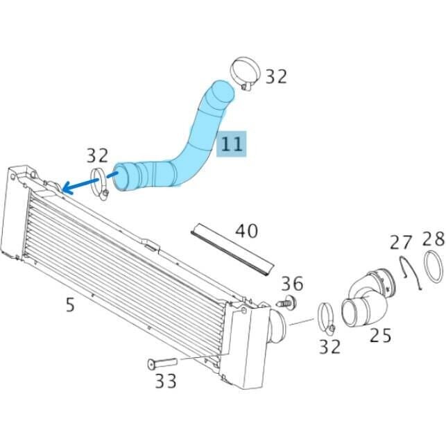 Intercooler Hortumu / İnterkol Hortumu / Turbo Hortumu Sağ Vito 109-111-115 CDI W639 Motor: OM646 OEM A6395283082, A6395281782