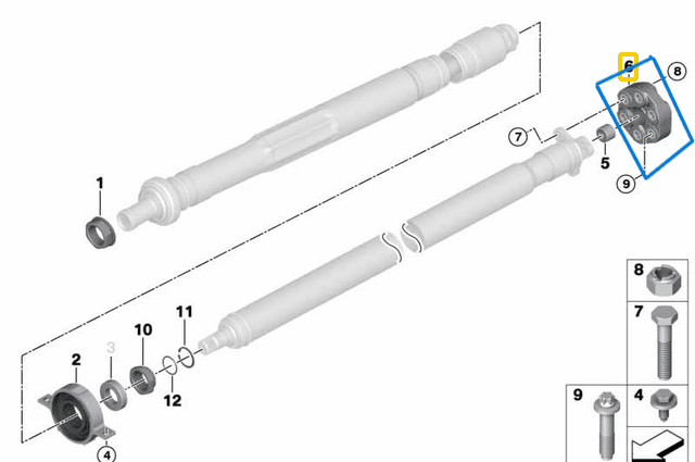 Şaft köselesi / kaplini Ön BMW 3 Seri E36, E46, 5 Seri E34, E39 M40, M43, M50, M52 	OEM 26111227410