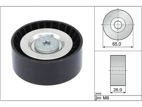 Kayış Gergi Makarası Düz Üst / Kayış Gergi Kasnağı / Kayış Gergi Bilyası Düz Üst C Seri W204, E Seri W212, Vito W447, Motor: OM651 OEM A6512000370