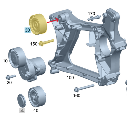 Kayış Gergi Makarası Düz Üst / Kayış Gergi Kasnağı / Kayış Gergi Bilyası Düz Üst C Seri W204, E Seri W212, Vito W447, Motor: OM651 OEM A6512000370
