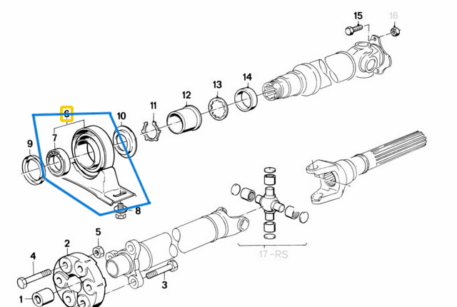 Şaft Askısı Bilyalı BMW 3 Seri E30, 5 Seri E34, 7 Seri E32 M20, M40, M50 OEM 26121226723