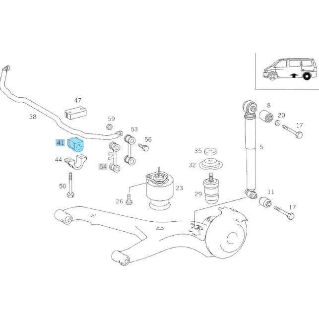 Viraj Demir Lastiği Arka 13,5mm Vito W638 OEM A6383260281
