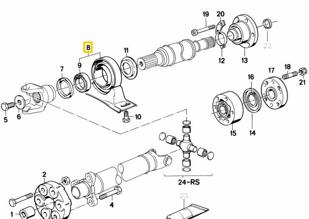 Şaft Askısı Bilyalı BMW 3 Seri E30, Motor: M20, M10, OEM 26121225152