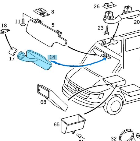 Dikiz Aynası İç / Ayna İç Dikiz. Vito W638, W639, Sprinter W901, W902, W903, W904, W906, Vaneo W414, OEM A6398100517, A9018100017