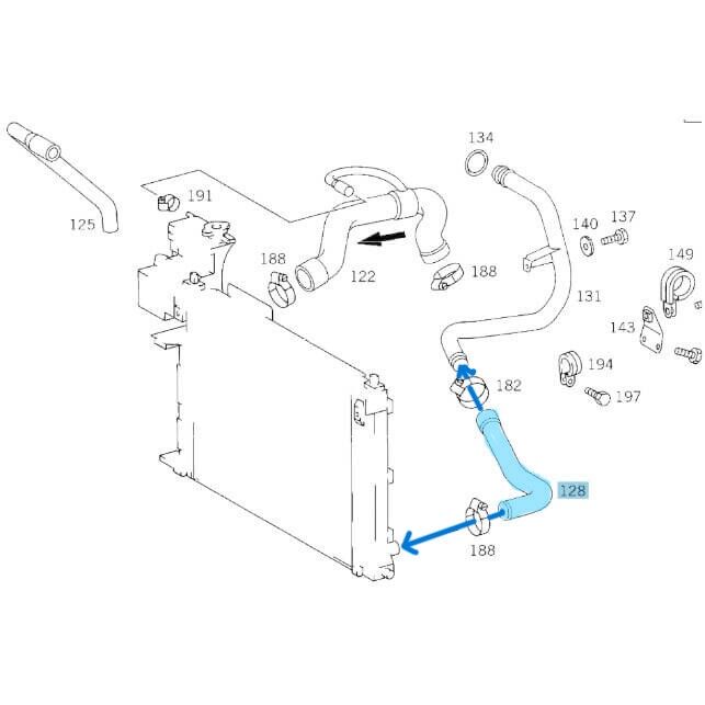 Radyatör Hortumu Alt Sol Vito W638 Motor: OM601, M111 OEM A6385010882