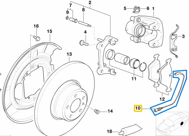 Fren Balata Fişi (Sezicisi) Arka 5 Seri E39 OEM 34351163066