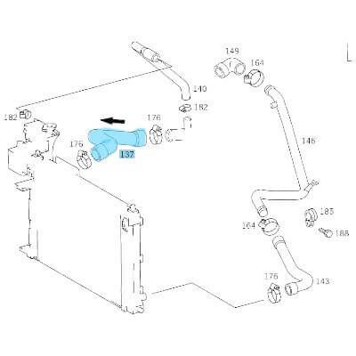 Radyatör Hortumu Üst Sağ Vito W638 Motor: OM601, M111 OEM A6385010982