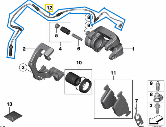 Fren Balata Fişi (Sezicisi) Arka 5 Seri E60, E61, 6 Seri E63, E64 OEM 34356789493, 34356776422, 34356768596