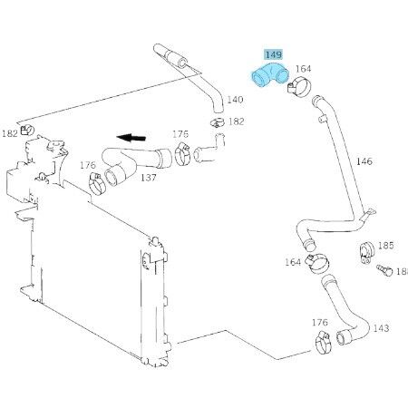 Radyatör Hortumu Alt Sol Vito W638 Motor: OM601, M111 OEM A6385011182