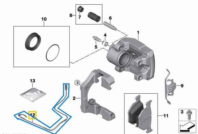 Fren Balata Fişi (Sezicisi) Arka X5 Seri E70, X6 Seri E71 OEM 34356789505, 34356780699, 34356771766