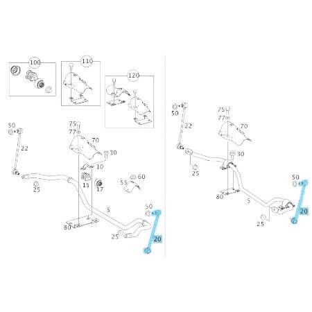 Z Rot / Viraj Askı Rotu Ön Sol Vito W639 OEM A6393200489, A6393200289, A6393200089