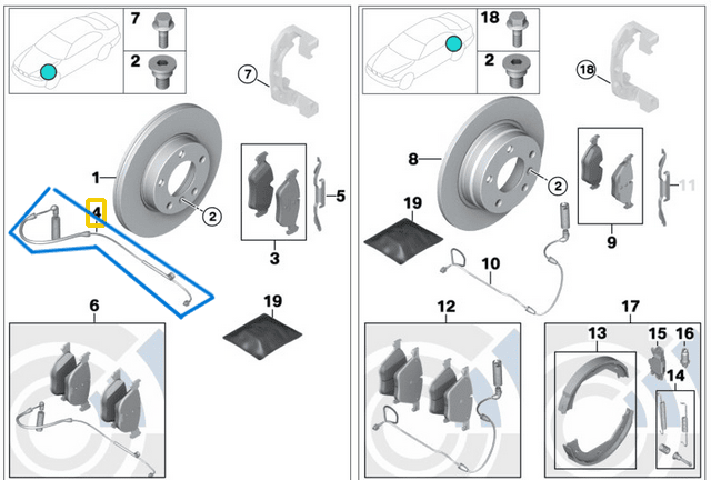 Fren Balata Fişi (Sezicisi) Ön 1 Seri E81, E82, E87, E88, 3 Seri E90, E91, E92, E93 OEM 34356789439, 34356762252