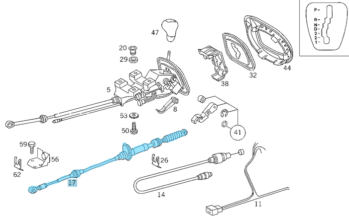 Vites Teli Otomatik Şanzıman Uzun / Otomatik Şanzıman Vites Teli Vito W638 OEM A6382600951, A6382600651, A0002680691