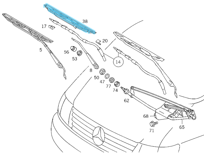 Silecek Süpürgesi Ön Sağ 57cm Vito W638 OEM A6388201145 SWF No: 116 154