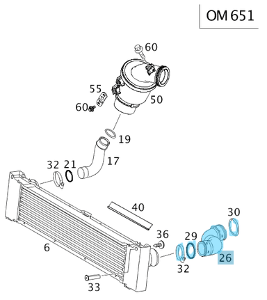 Intercooler Hortumu / İnterkol Hortumu / Turbo Hortumu Sol Vito W639 Motor: OM651 OEM A6395282982