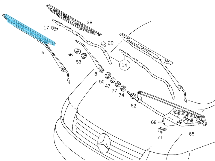 Silecek Süpürgesi Ön Sol 65cm Vito W638 OEM A6388201045 SWF No: 116 153