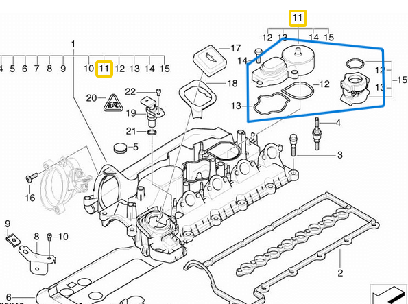 Yağ Seperatörü (Yağ Siklon Valfi) BMW 1 Seri E87, 3 Seri E46, E90, E91, 5 Seri E60, E61, X3 E83 N47, M47N OEM 11127799224