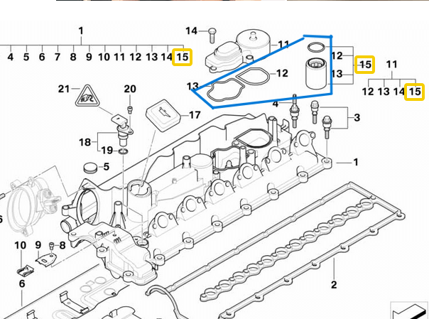 Yağ Seperatör Filtresi (Yağ Siklon Valfi Filtresi) BMW 3 Seri E46, 5 Seri E39, 7 Seri E38 M57 OEM  11127793164